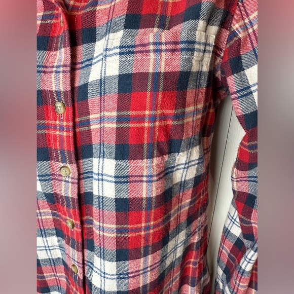 MARINE LAYER Skylar Flannel Shirt Button Down Blouse Boyfriend Top Red Blue Soft - Picture 10 of 16
